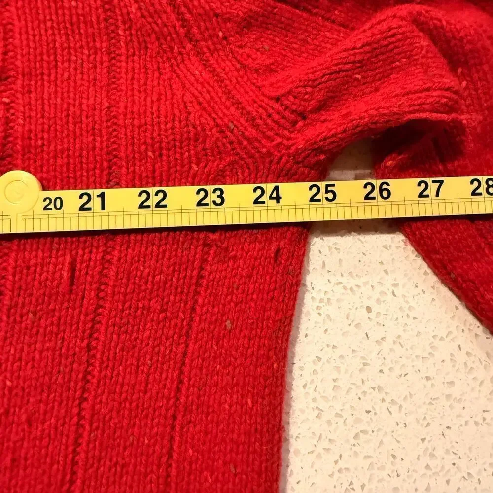 Cherokee Red Speckled Chunky Cable Knit Sweater Men Large Lambswool Fisherman